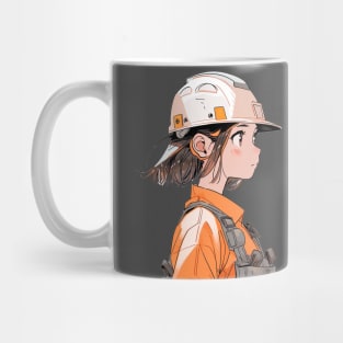 Construction Worker Girl Original Illustration in Anime Style T-Shirt Mug